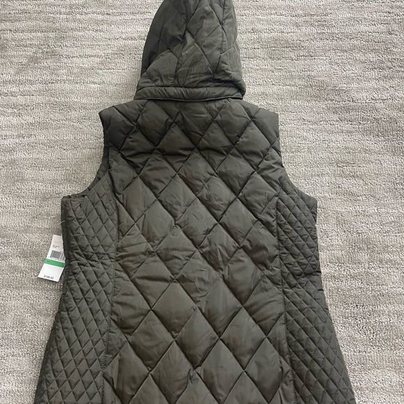 Michael Kors Down Vest with removable hood Women’s Size L Dark Olive - Picture 2 of 4